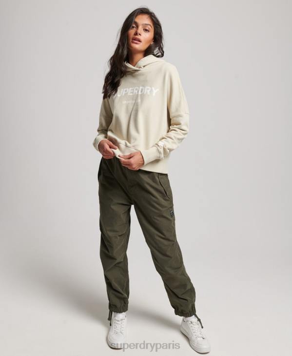 Superdry femmes sweat à capuche crop core sport D64Z3360 vêtements beige
