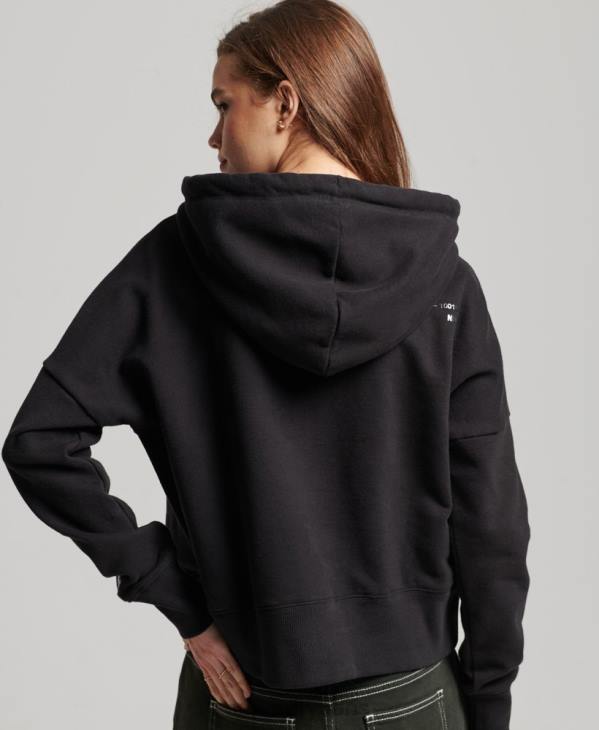 Superdry femmes sweat à capuche crop à logo indépendant D64Z5780 vêtements noir