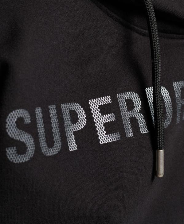 Superdry femmes sweat à capuche crop à logo indépendant D64Z5780 vêtements noir