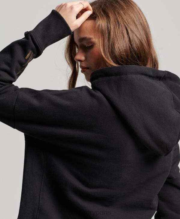 Superdry femmes sweat à capuche crop à logo indépendant D64Z5871 vêtements noir