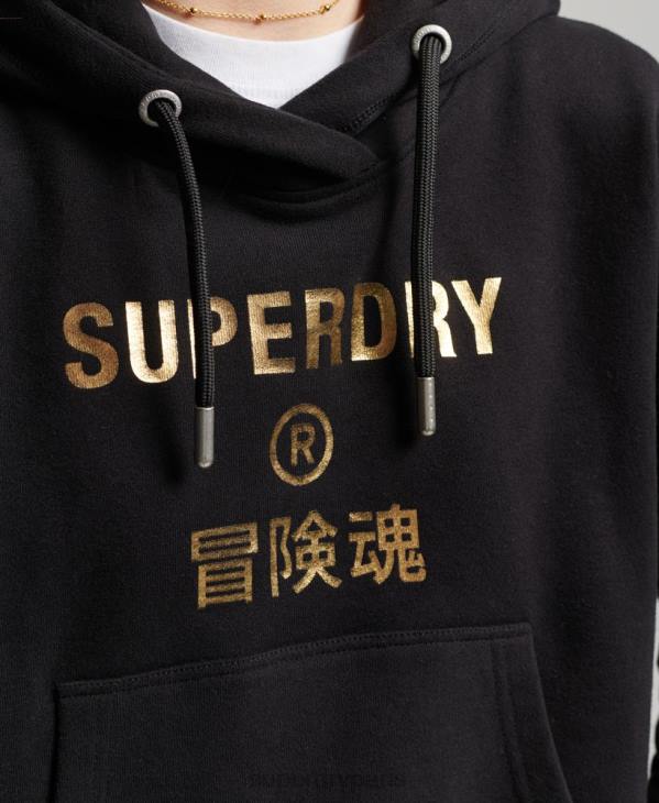 Superdry femmes sweat à capuche crop à logo indépendant D64Z5871 vêtements noir