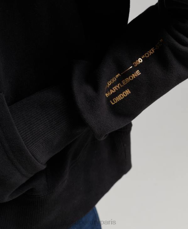 Superdry femmes sweat à capuche crop à logo indépendant D64Z5871 vêtements noir