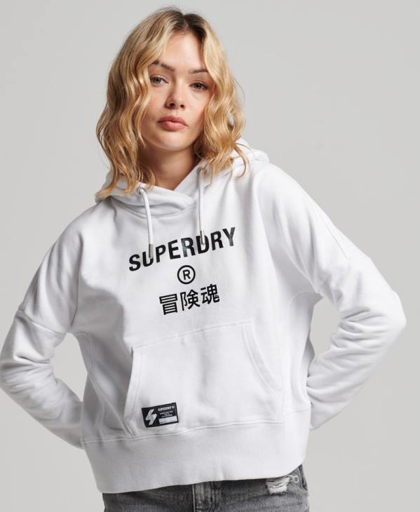 Superdry femmes sweat à capuche crop à logo indépendant D64Z5894 vêtements blanc