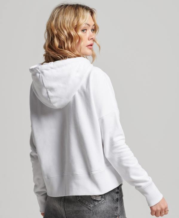 Superdry femmes sweat à capuche crop à logo indépendant D64Z5894 vêtements blanc