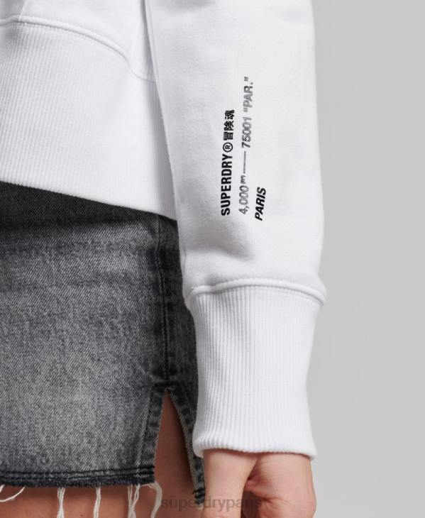 Superdry femmes sweat à capuche crop à logo indépendant D64Z5894 vêtements blanc
