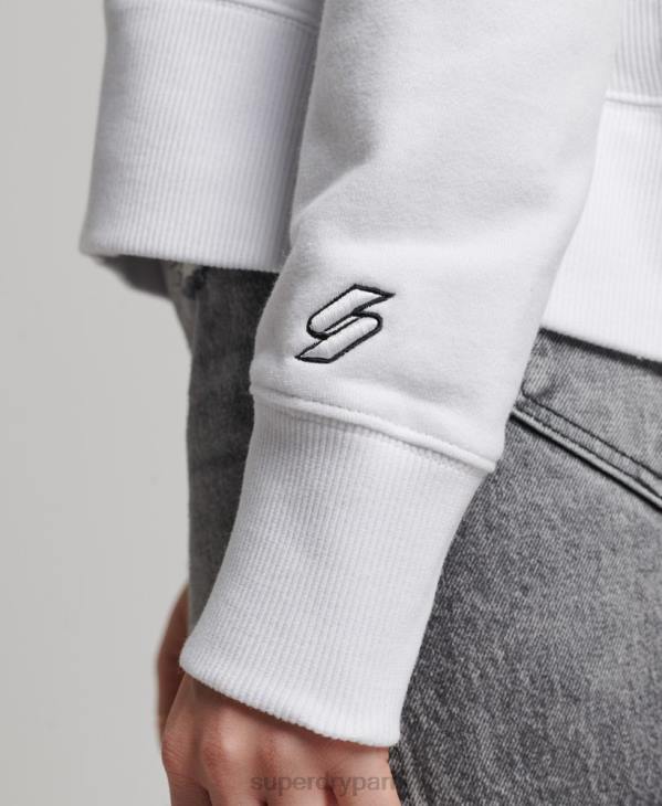 Superdry femmes sweat à capuche crop à logo indépendant D64Z5894 vêtements blanc