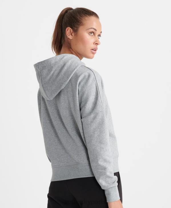 Superdry femmes sweat à capuche crop training core sport D64Z6149 vêtements gris