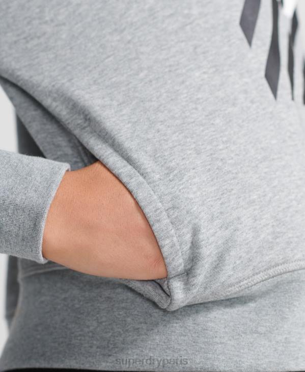 Superdry femmes sweat à capuche crop training core sport D64Z6149 vêtements gris