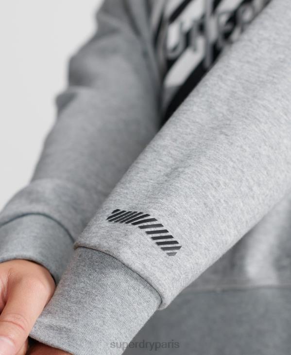 Superdry femmes sweat à capuche crop training core sport D64Z6149 vêtements gris