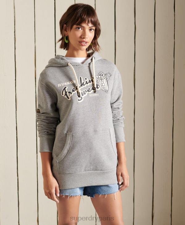 Superdry femmes sweat à capuche de montagne héritage oversize D64Z3469 vêtements gris clair