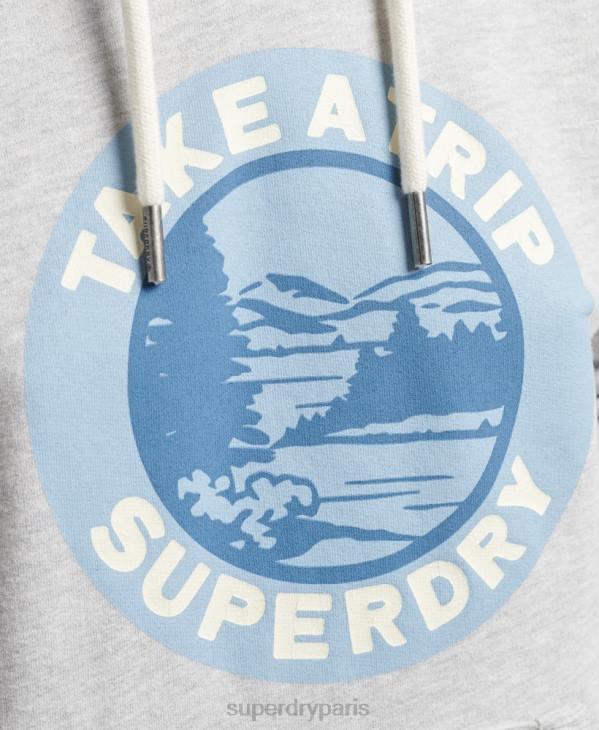 Superdry femmes sweat à capuche de voyage D64Z3291 vêtements gris clair