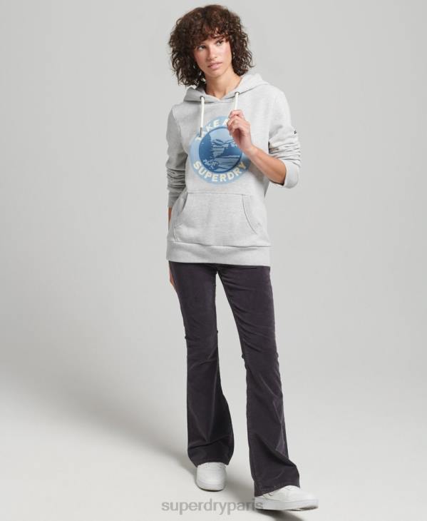 Superdry femmes sweat à capuche de voyage D64Z3291 vêtements gris clair