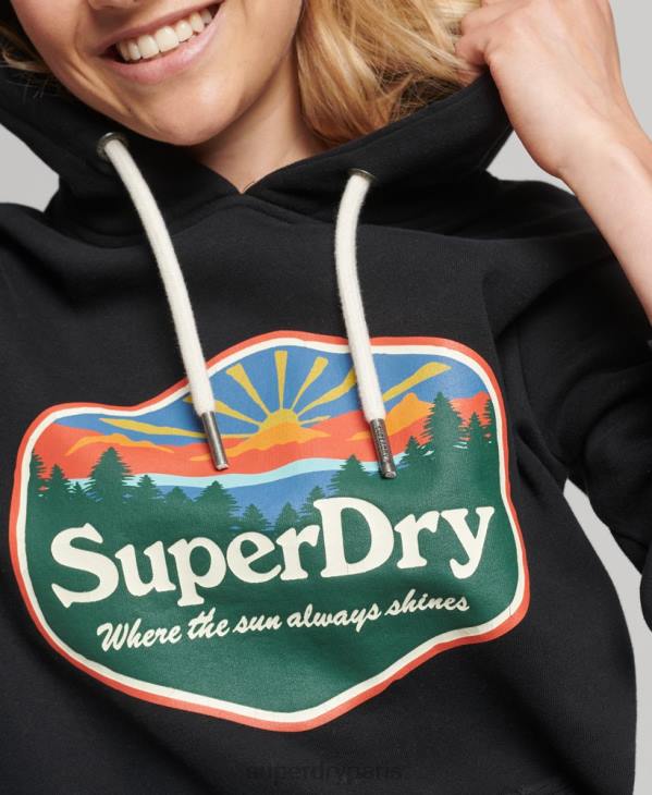 Superdry femmes sweat à capuche de voyage D64Z6070 vêtements noir