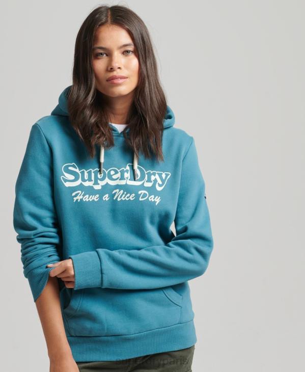 Superdry femmes sweat à capuche de voyage D64Z6081 vêtements vert