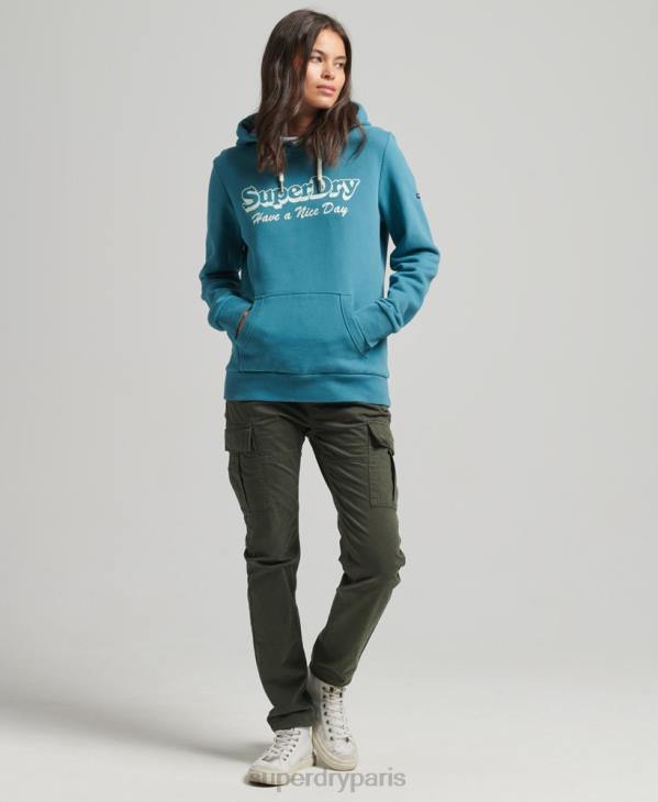 Superdry femmes sweat à capuche de voyage D64Z6081 vêtements vert