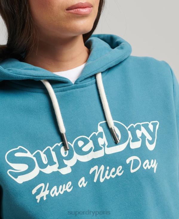Superdry femmes sweat à capuche de voyage D64Z6081 vêtements vert