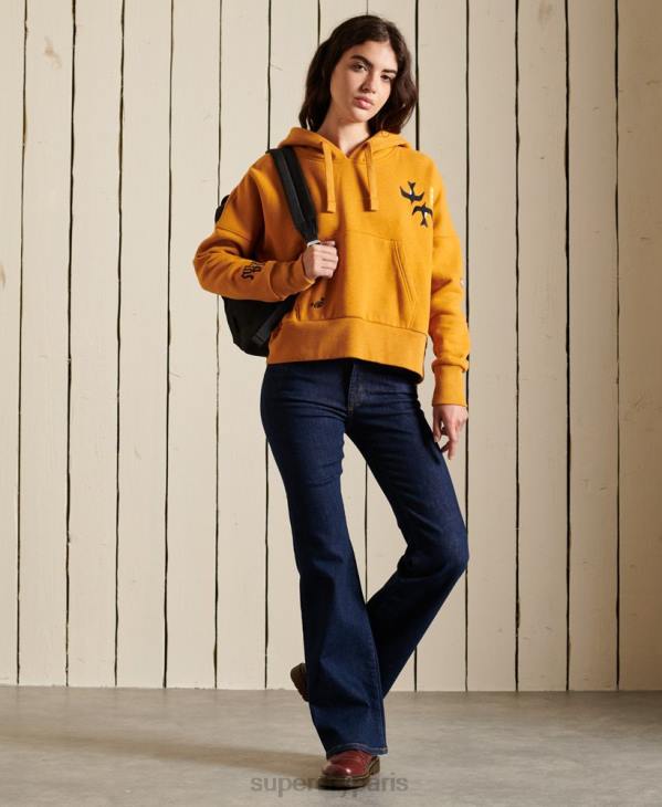 Superdry femmes sweat à capuche droit suika à ornements D64Z6099 vêtements or