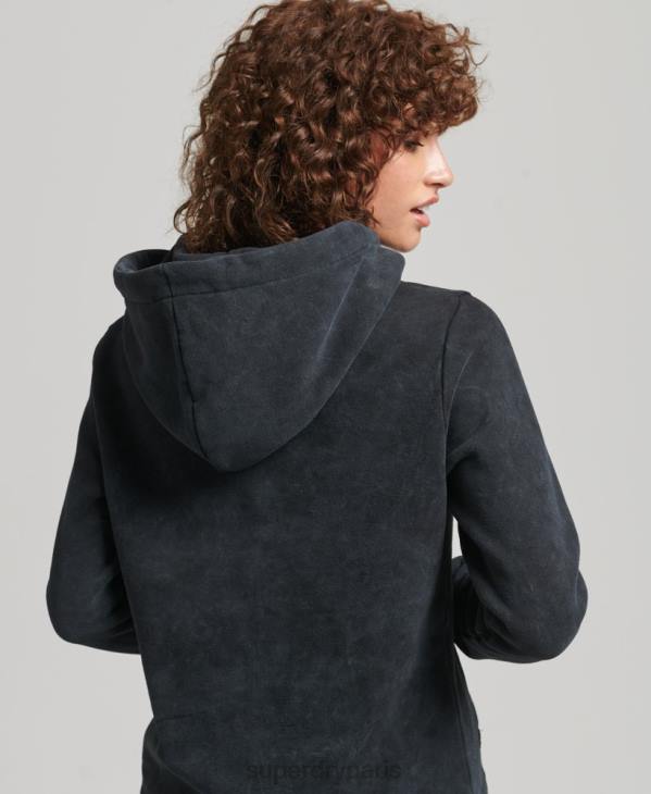 Superdry femmes sweat à capuche en métal avec marque D64Z5783 vêtements noir