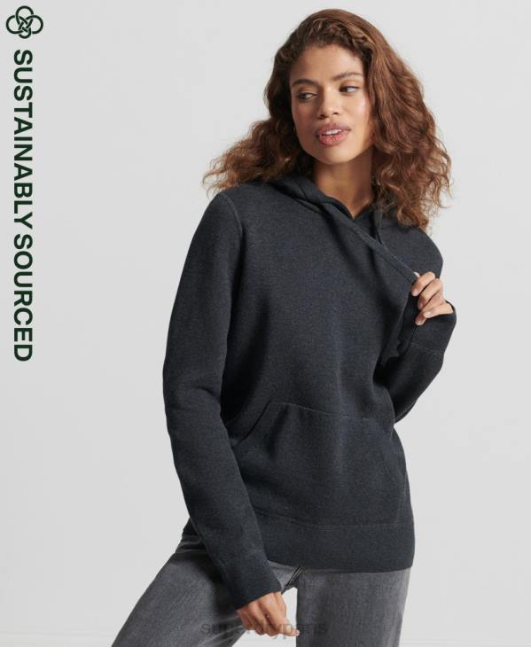 Superdry femmes sweat à capuche essentiel en coton biologique D64Z6686 vêtements noir