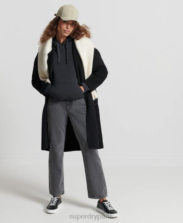 Superdry femmes sweat à capuche essentiel en coton biologique D64Z6686 vêtements noir