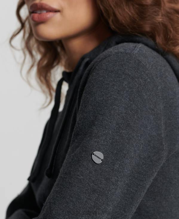 Superdry femmes sweat à capuche essentiel en coton biologique D64Z6686 vêtements noir