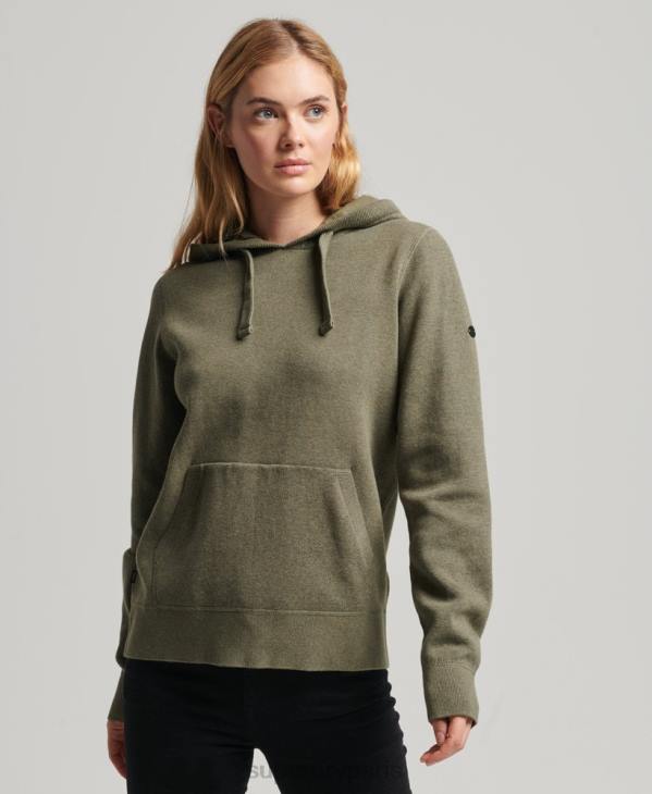 Superdry femmes sweat à capuche essentiel en coton biologique D64Z6757 vêtements vert