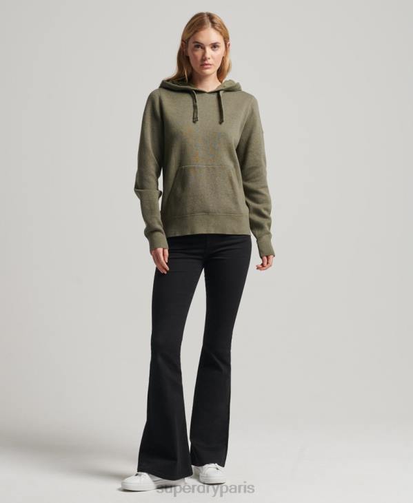 Superdry femmes sweat à capuche essentiel en coton biologique D64Z6757 vêtements vert