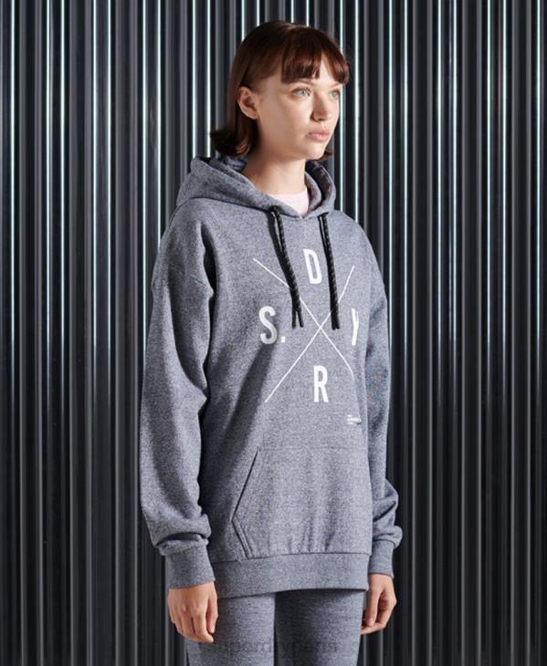 Superdry femmes sweat à capuche excédentaire D64Z6088 vêtements gris