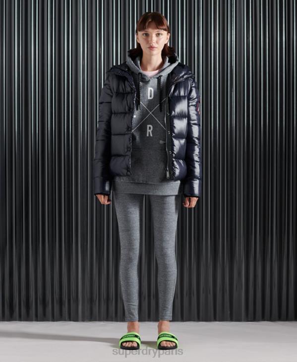 Superdry femmes sweat à capuche excédentaire D64Z6088 vêtements gris