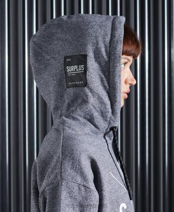 Superdry femmes sweat à capuche excédentaire D64Z6088 vêtements gris