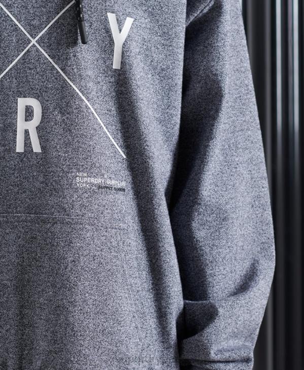 Superdry femmes sweat à capuche excédentaire D64Z6088 vêtements gris