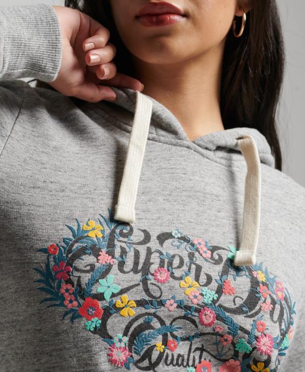 Superdry femmes sweat à capuche à fleurs D64Z3376 vêtements gris