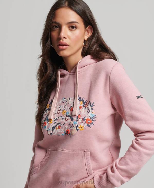 Superdry femmes sweat à capuche à fleurs D64Z3426 vêtements rose