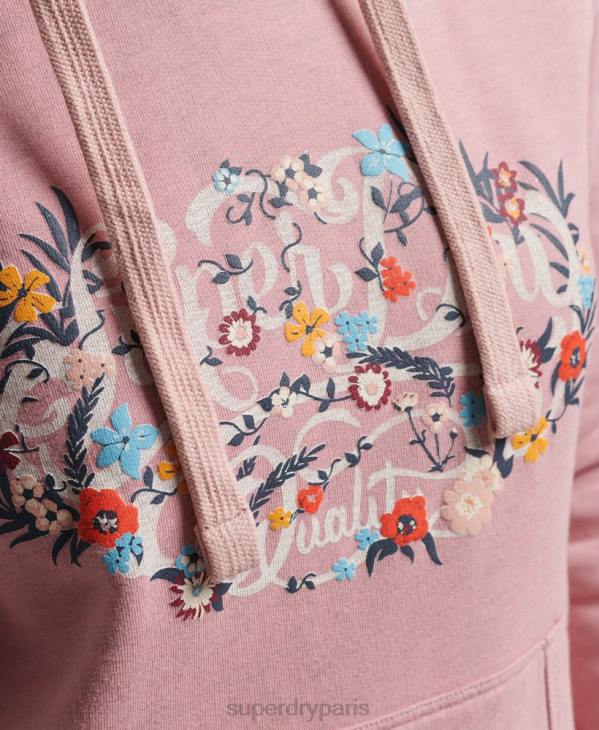Superdry femmes sweat à capuche à fleurs D64Z3426 vêtements rose