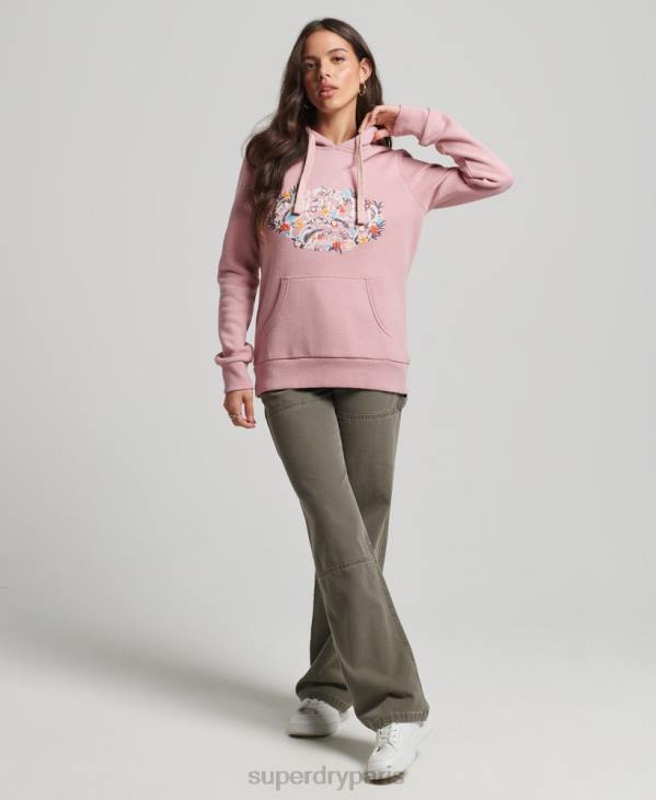 Superdry femmes sweat à capuche à fleurs D64Z3426 vêtements rose