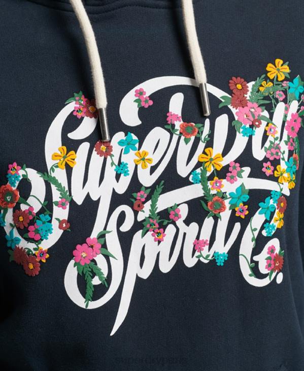 Superdry femmes sweat à capuche à fleurs D64Z6773 vêtements marine