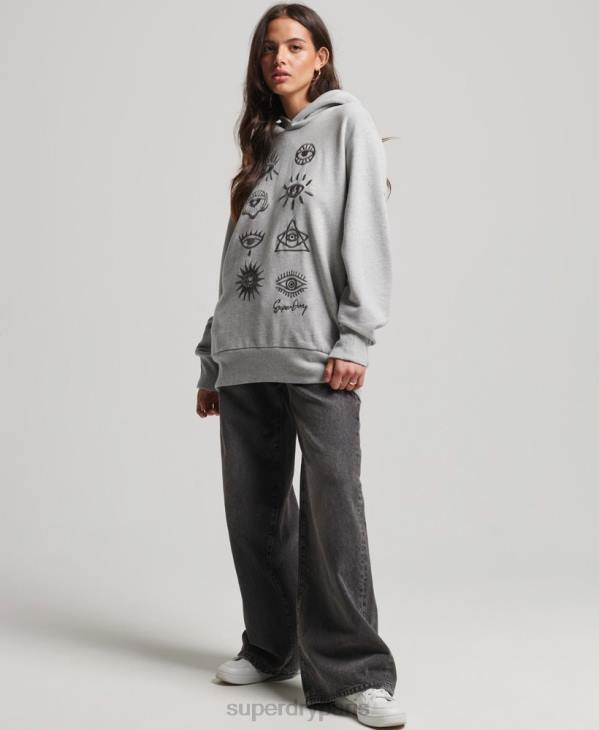 Superdry femmes sweat à capuche folk nomade D64Z3307 vêtements gris
