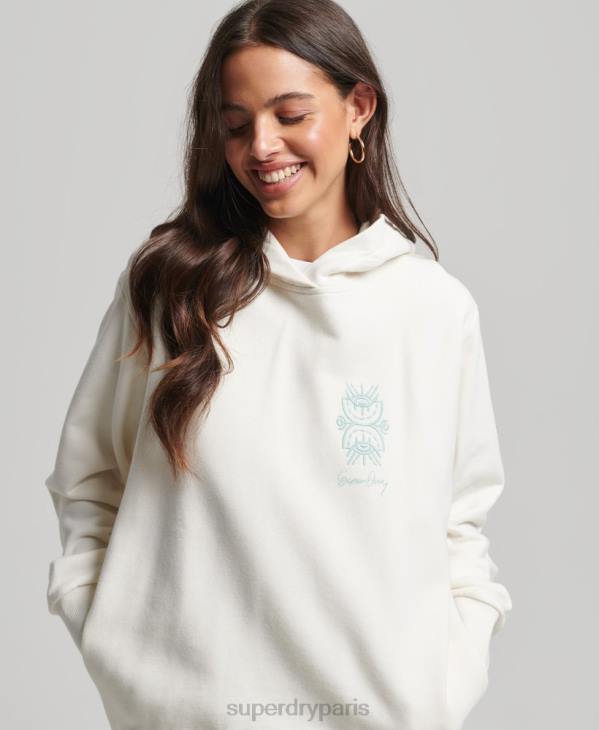 Superdry femmes sweat à capuche folk nomade D64Z3410 vêtements blanc