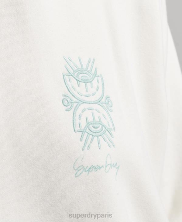 Superdry femmes sweat à capuche folk nomade D64Z3410 vêtements blanc