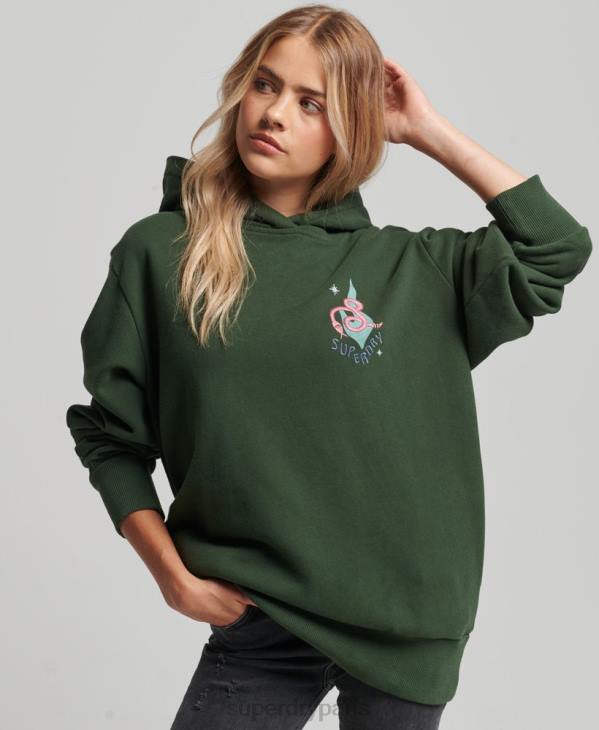 Superdry femmes sweat à capuche folk nomade D64Z3415 vêtements vert