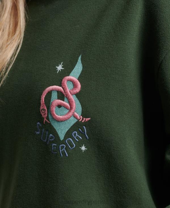 Superdry femmes sweat à capuche folk nomade D64Z3415 vêtements vert