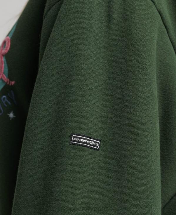 Superdry femmes sweat à capuche folk nomade D64Z3415 vêtements vert