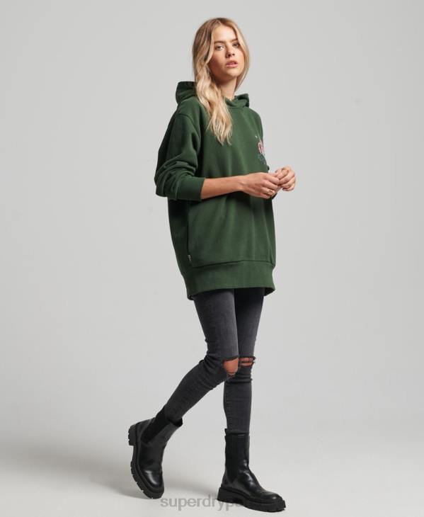 Superdry femmes sweat à capuche folk nomade D64Z3415 vêtements vert