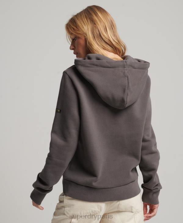 Superdry femmes sweat à capuche graphique à logo vintage japonais D64Z3306 vêtements gris foncé