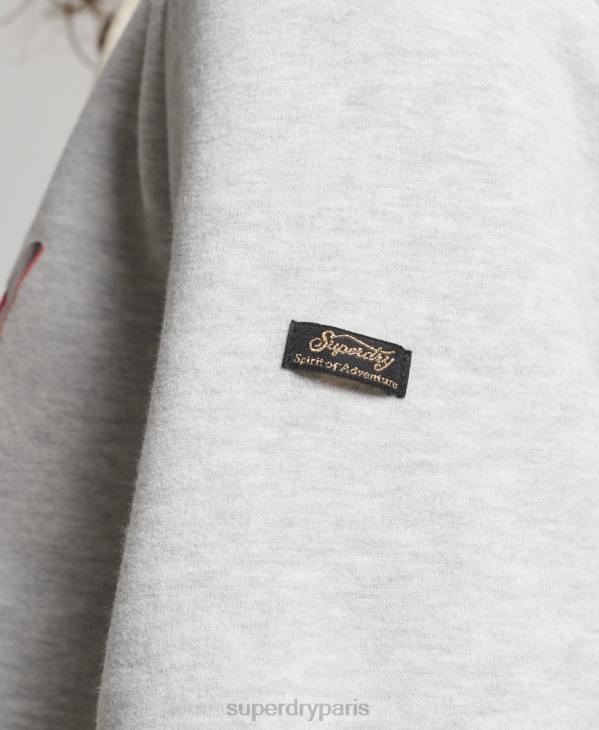 Superdry femmes sweat à capuche graphique à logo vintage japonais D64Z3389 vêtements gris clair