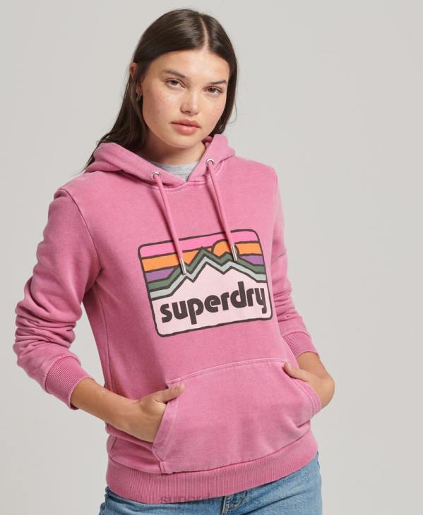 Superdry femmes sweat à capuche graphique terrain 90s D64Z5749 vêtements rose
