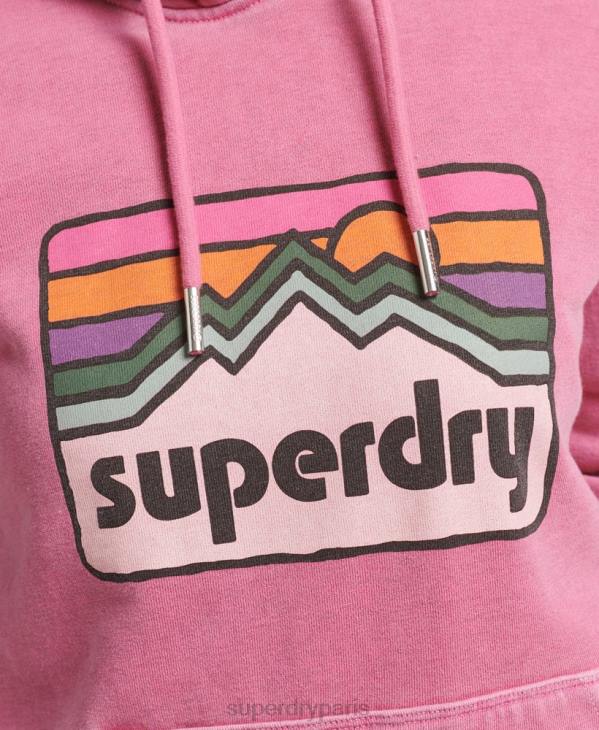 Superdry femmes sweat à capuche graphique terrain 90s D64Z5749 vêtements rose