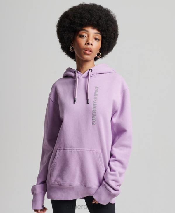 Superdry femmes sweat à capuche lâche code linear D64Z3438 vêtements violet