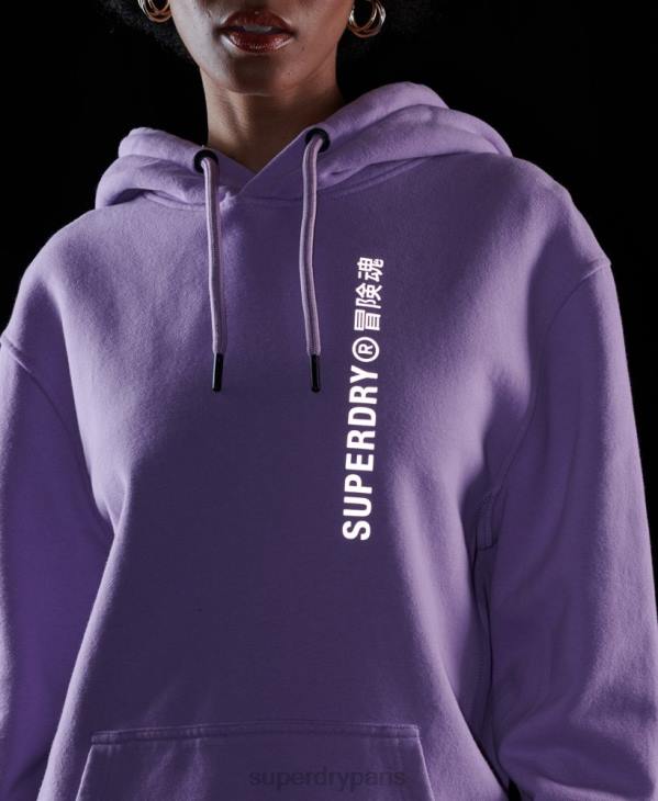 Superdry femmes sweat à capuche lâche code linear D64Z3438 vêtements violet