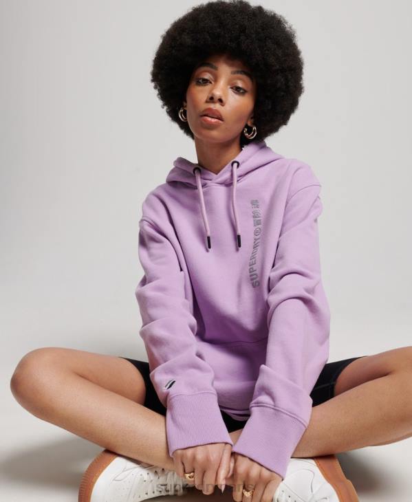 Superdry femmes sweat à capuche lâche code linear D64Z3438 vêtements violet